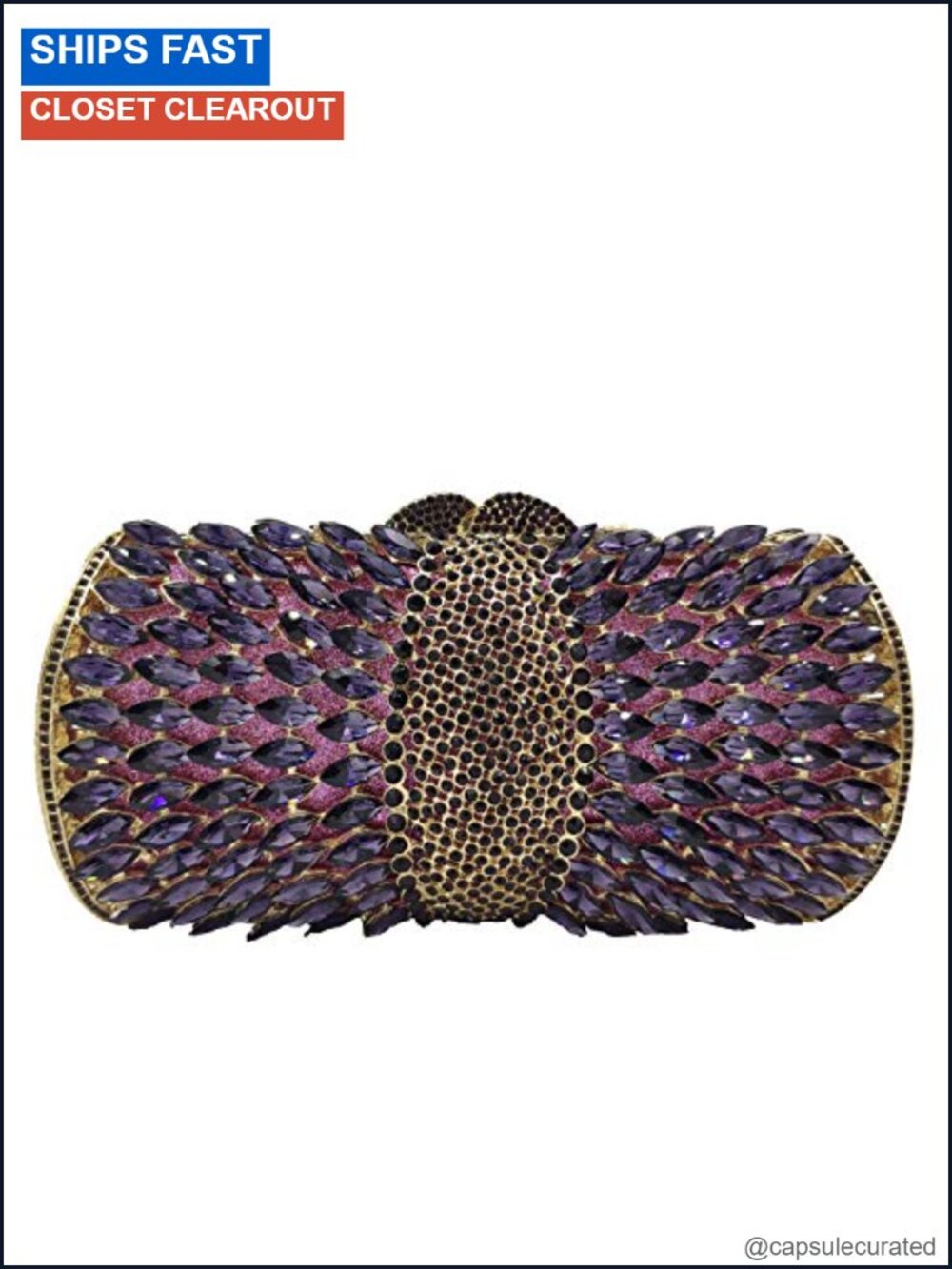 Crystal Spike Clutch Mini Evening Bag w 2 Chains